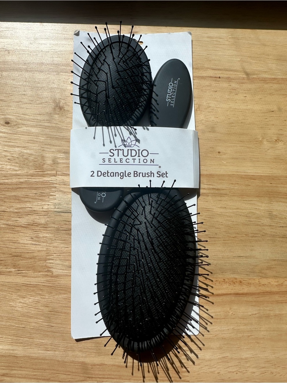 Black 2-Pack Detangling Brush Set one regular size one travel size brush